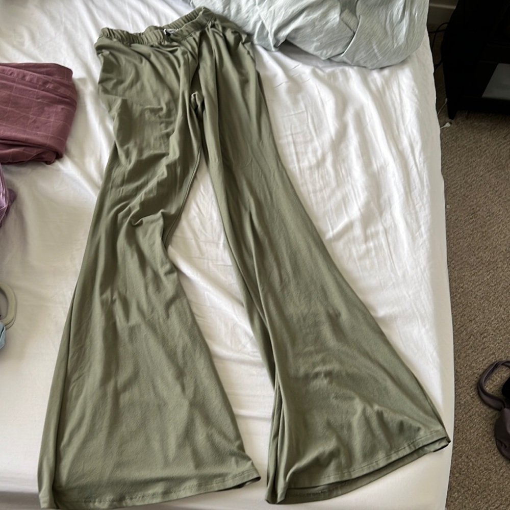 Green Flare Pants